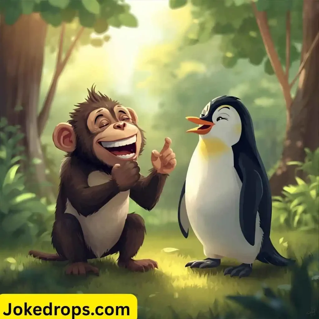 Monkey Telling Penguin Joke